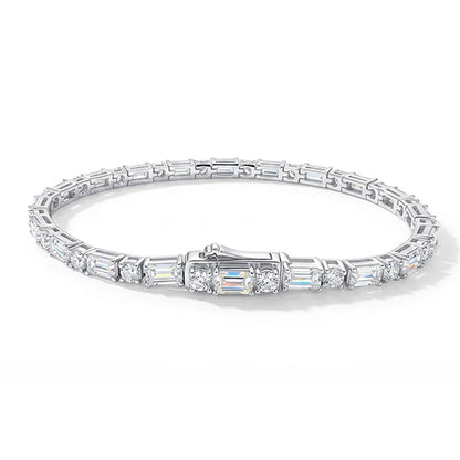 Emerald Cut Original Moissanite Tennis Bracelet for Women Men Hip Hop Jewelry Full Diamond Chain S925 Sterling Silver