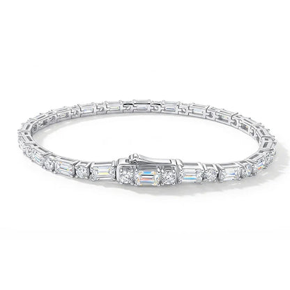 Emerald Cut Original Moissanite Tennis Bracelet for Women Men Hip Hop Jewelry Full Diamond Chain S925 Sterling Silver