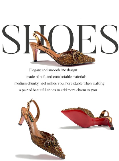 Purple Color Rhinestone Decoration Design Party Wedding Lady Pointed Toe High Heels and Bag Set