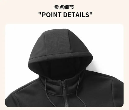 Autumn and winter hooded cardigan with fleece and thickened two-piece sporty and fashionable pure cotton set