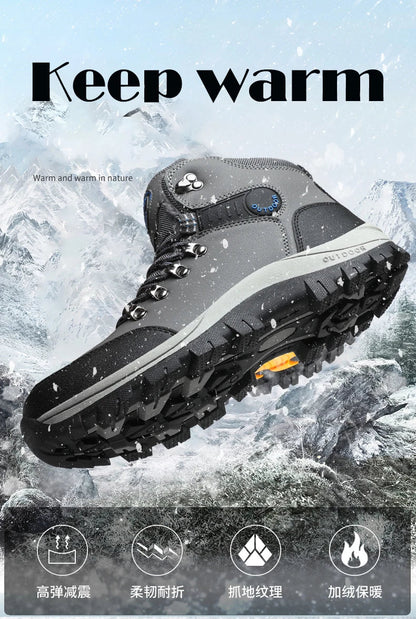 Men's Winter Snow Boots High Top Waterproof Sneakers Warm Plush Climbing Boots Plush Leisure Multi-Function Mountaineering Shoe