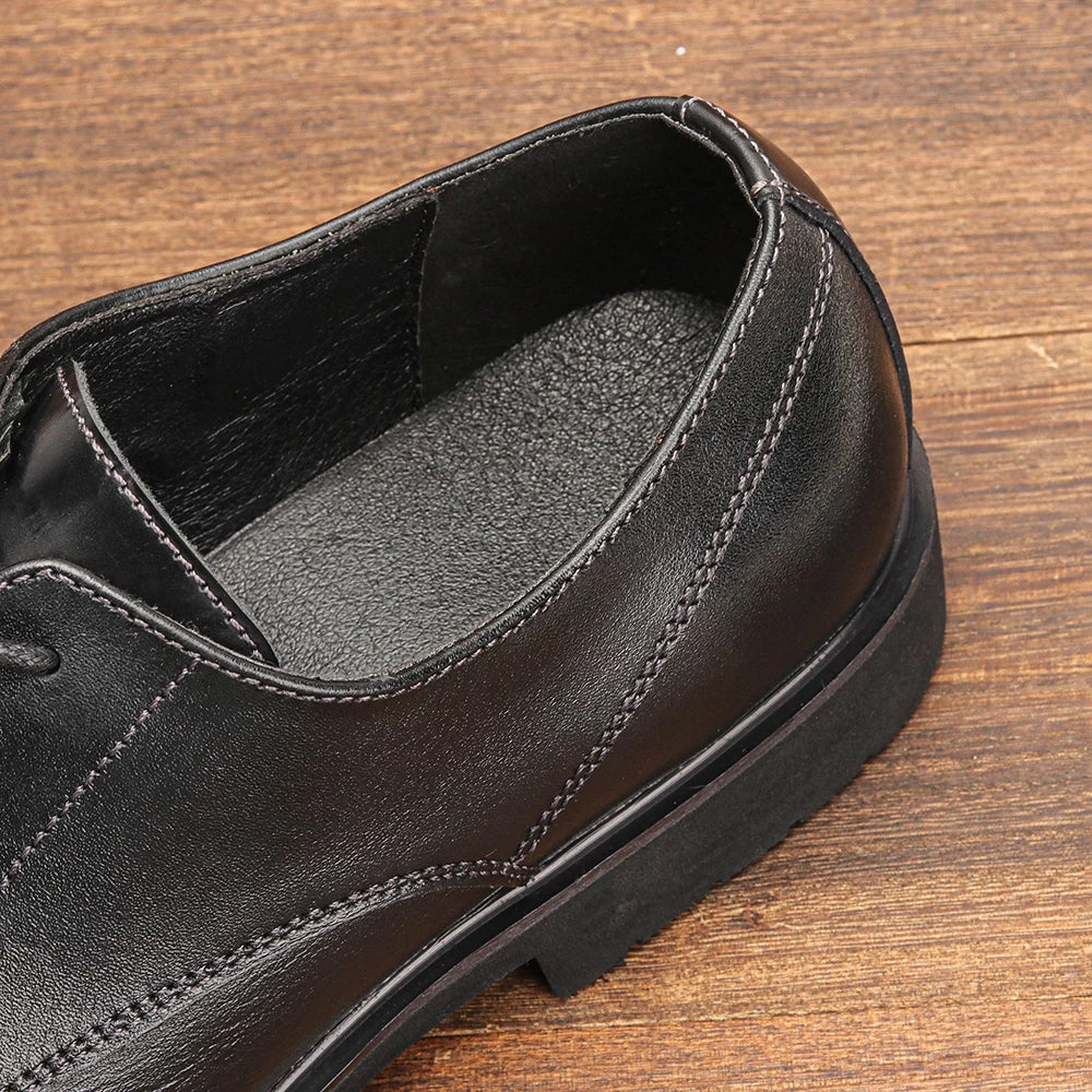 Genuine Leather Men Derby Shoes Ultralight Comfortable fashion Men Casual shoes Black Men Leather Shoes #KD6675