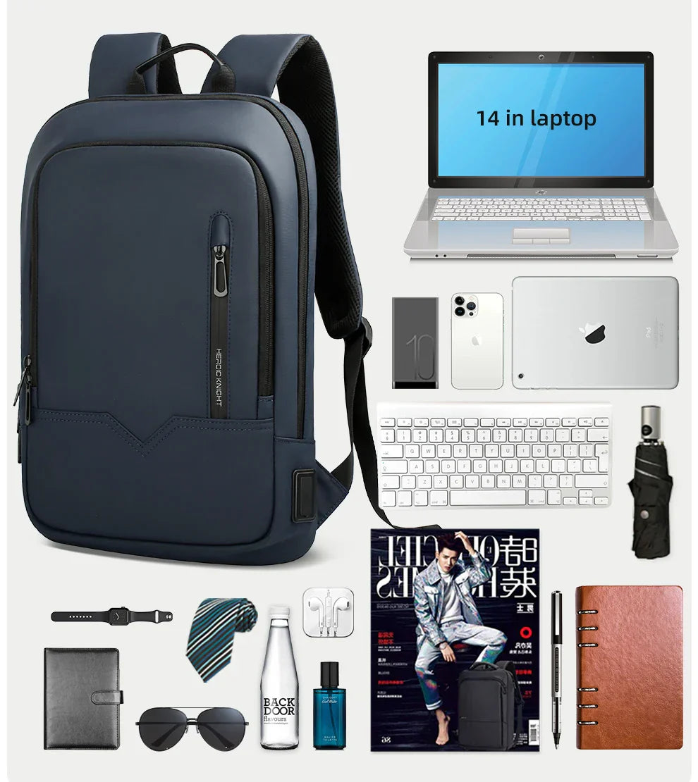 Slim Backpack For Men 15.6 Inch Laptop Bags Waterproof Minimalist Business Backpack With USB Charging Casual Travel Work Bag
