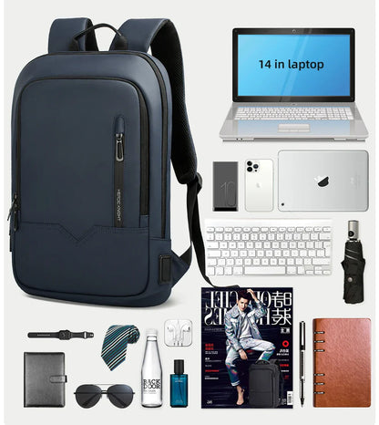 Slim Backpack For Men 15.6 Inch Laptop Bags Waterproof Minimalist Business Backpack With USB Charging Casual Travel Work Bag