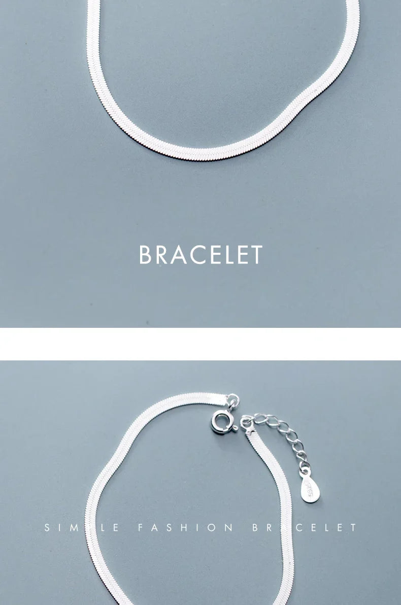 Classic 925 Sterling Silver Charm Braceket or Anklet for Women Adjustable Snake Bone Chain Fine Jewelry 2020 Design
