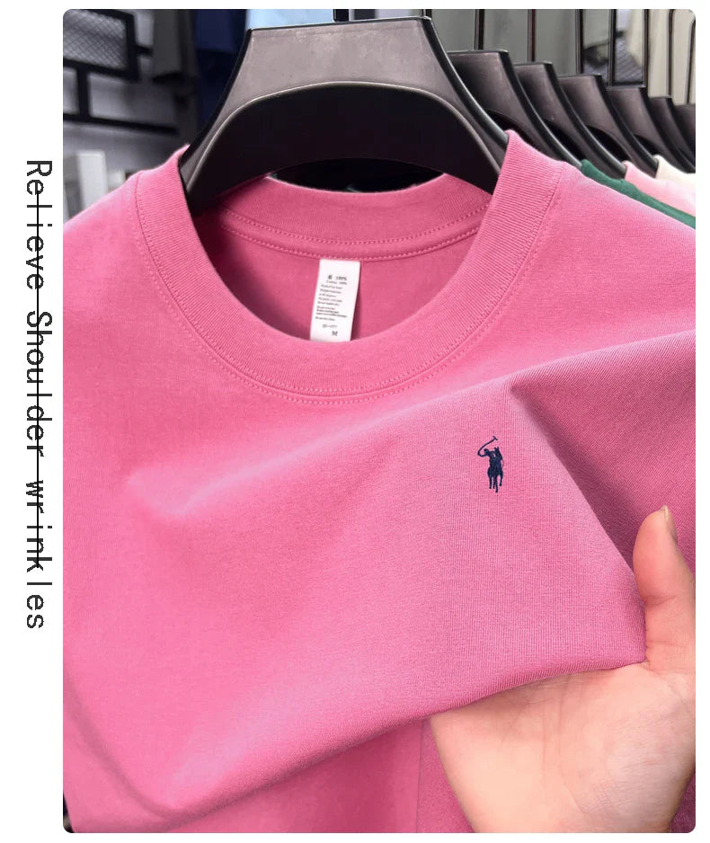 100% cotton men's short sleeve T-shirt fashion brand Paul Pony embroidery summer new high-end comfortable casual round neck top