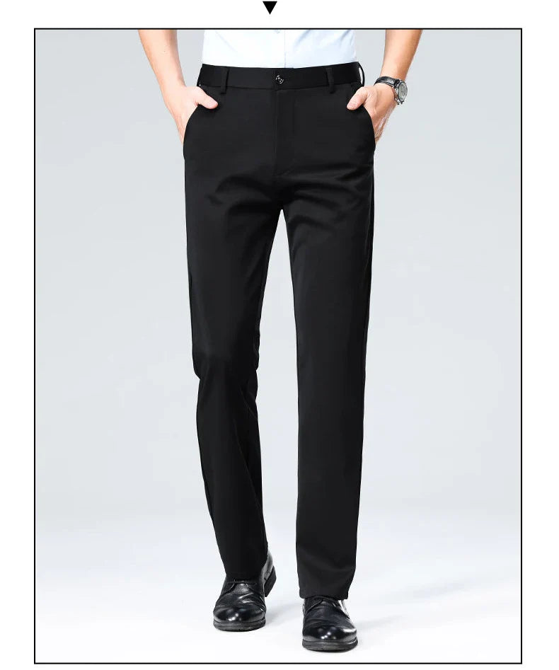 New Arrival Men's Stretch Pants Cool Classic Fit Flat Front Casual Pants Wrinkle Resistant Work Pants