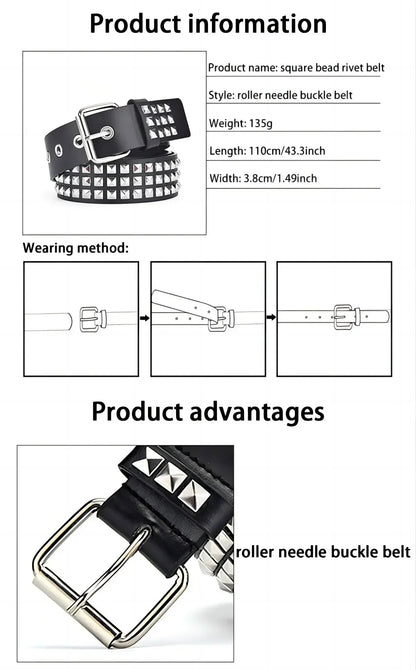 Trend Rivet Belt Heavy Metal Belt Men Women Punk Nightclub Rock Style Belt Jeans Belt Y2K Belt Fashion Decoration Women's Belts