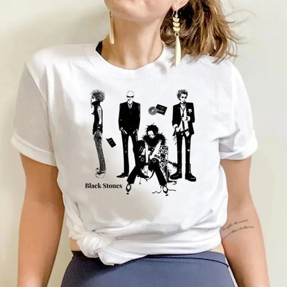 Anime T-shirt Cartoon Print Unisex Tops Black Stones Streetwear Sweatshirt Men Women Tees Female Streetwear