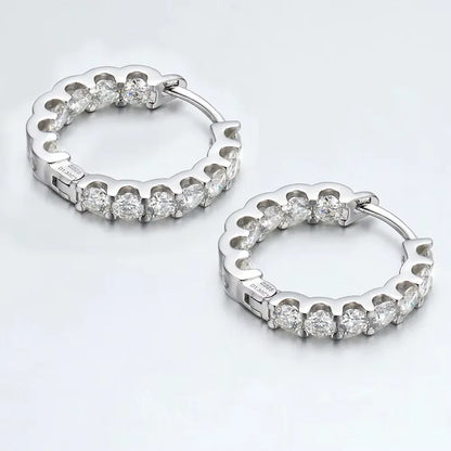 2.6cttw D Color 3mm All Moissanite Hoop Earrings For Women S925 Silver Bull Head Wedding Stud Earring Plated 18K Jewelry