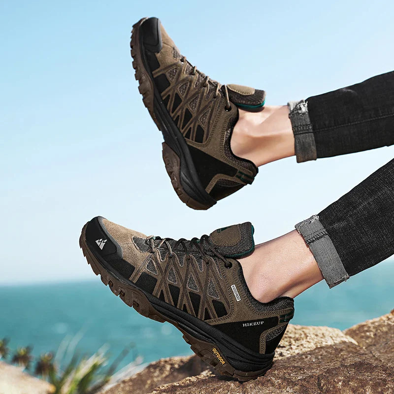 Mens Hiking Shoes Breathable Lace Up Trekking Male Cushioning Outdoor Climbing Tourism Sneakers for Men