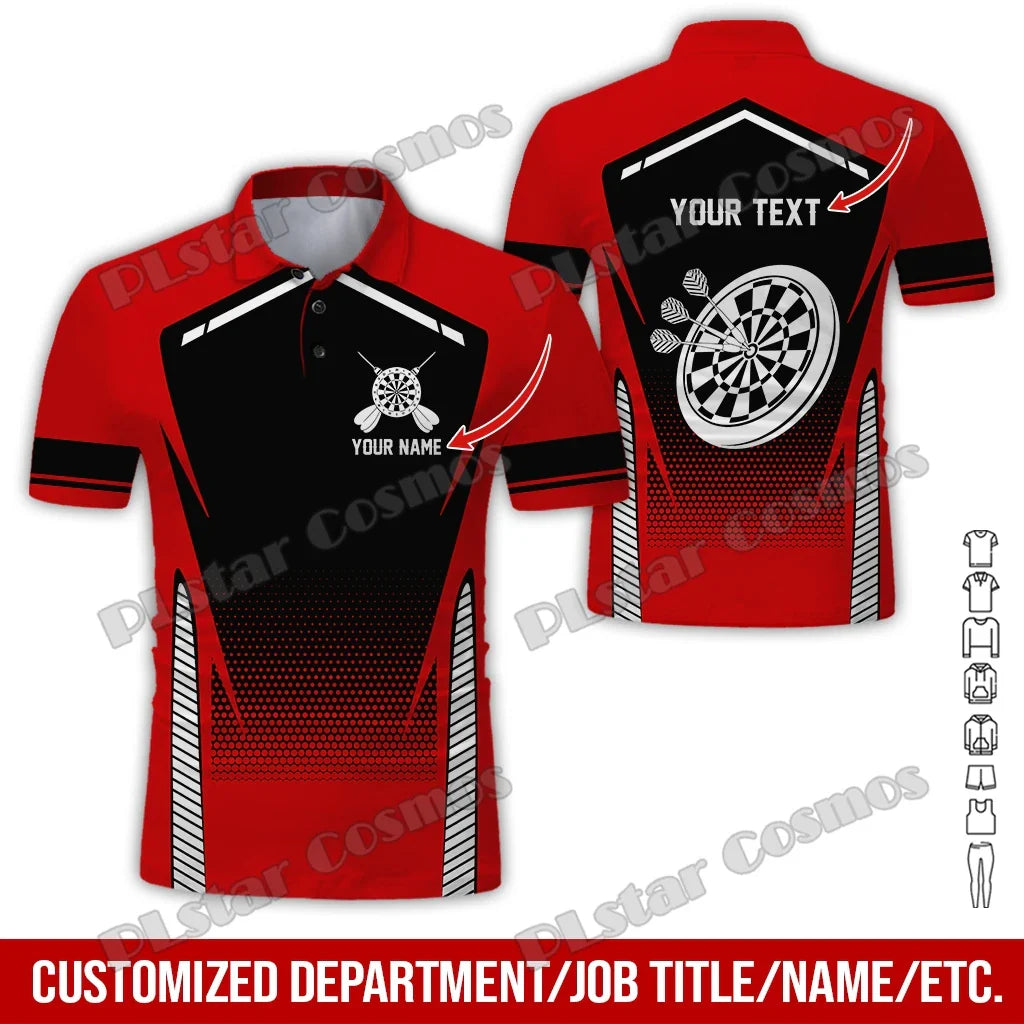PLstar Cosmos Darts Team Custom Name 3D All Over Printed Premium Men's Polo Shirt Summer Street Casual Short sleeve shirt WK62