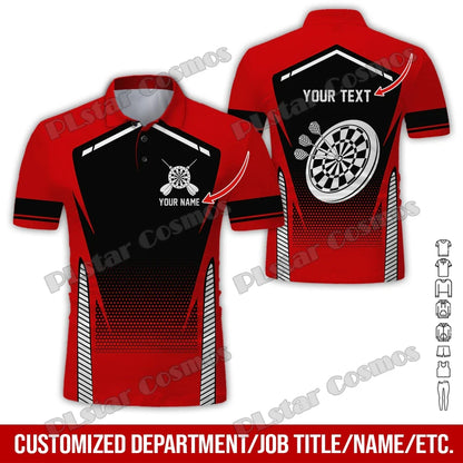 PLstar Cosmos Darts Team Custom Name 3D All Over Printed Premium Men's Polo Shirt Summer Street Casual Short sleeve shirt WK62