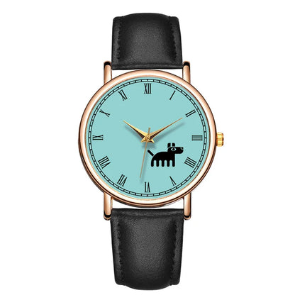Fashion Ladies Quartz Watch Black Dog Women Watch Leather Waterproof Casual Dress Woman Watch