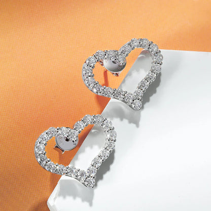 2mm Heart Full Moissanite Diamond Stud Earrings for Women 925 Sterling Silver Plated 18k Gold White Ear Studs Fine Jewelry