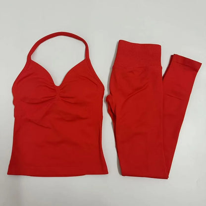 2Pcs Women's Gym Yoga Set Seamless High Waist Leggings Sports Bra Top Workout Outfit Fitness Activewear Runothes Outfit Yoga Set