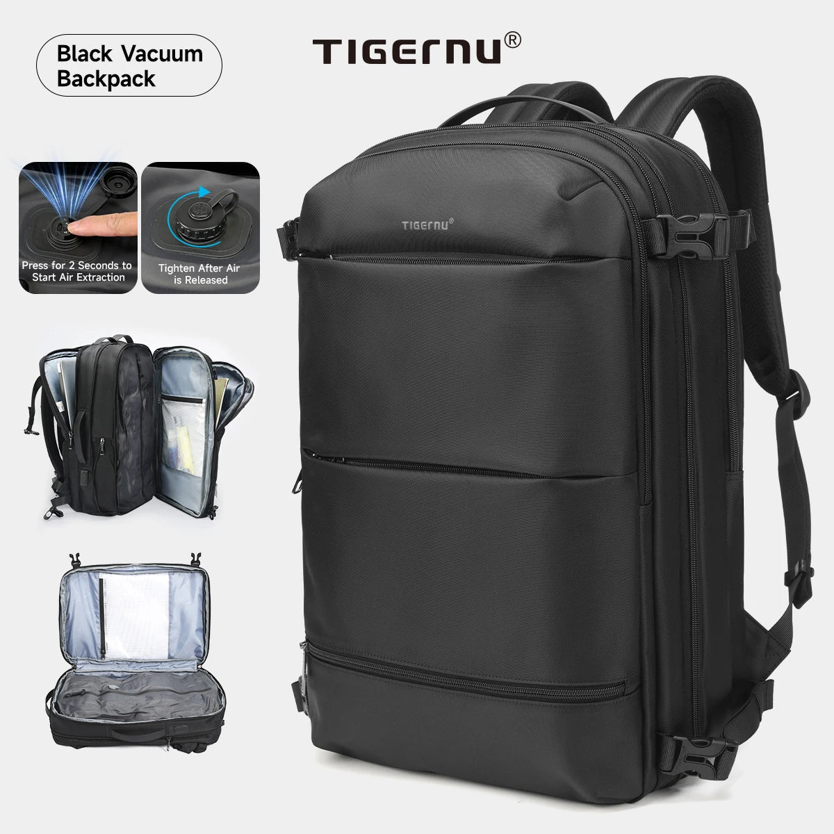 Vacuum Compression Backpacks Men Travel Backpack Expandable USB Bag Large Capacity 17 Laptop Bags For Schoo Cabin Bags