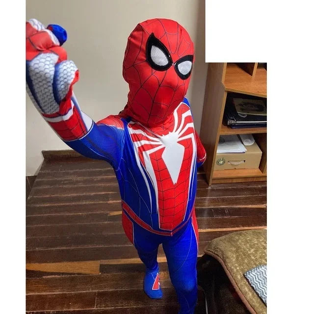 Kids Spiderman Costume Birthday Gift Party Dress Up Spiderman Classic Miles Superhero Kids Cosplay Costume Elasticity Jumpsuit