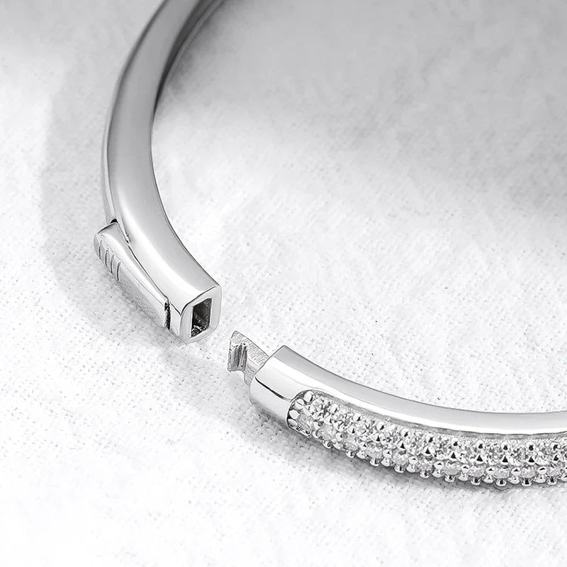 1.5mm 2.3CT All Moissanite Bangle for Women Luxury Quality Jewelry S925 Sterling Silver Bracelets Birthday Christmas Gift