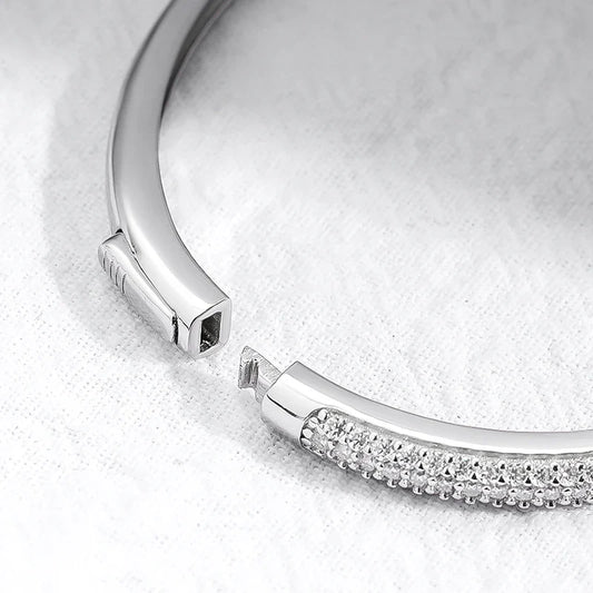 1.5mm 2.3CT All Moissanite Bangle for Women Luxury Quality Jewelry S925 Sterling Silver Bracelets Birthday Christmas Gift