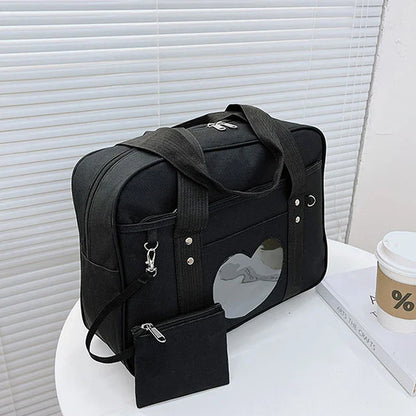 Japanese Lolita Heart JK School Uniform Bags Fashion Women Oxford  Women Student PU Handbag Cosplay Anime Shoulder Bag