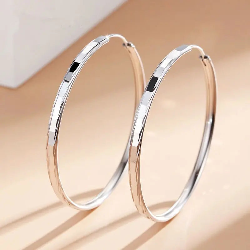 Senlissi - New Fashion 18K Gold Plated Hoop Earrings For Women 925 Sterling Silver Earring Cерьги Kольца Jewelry Girlfriend Gift