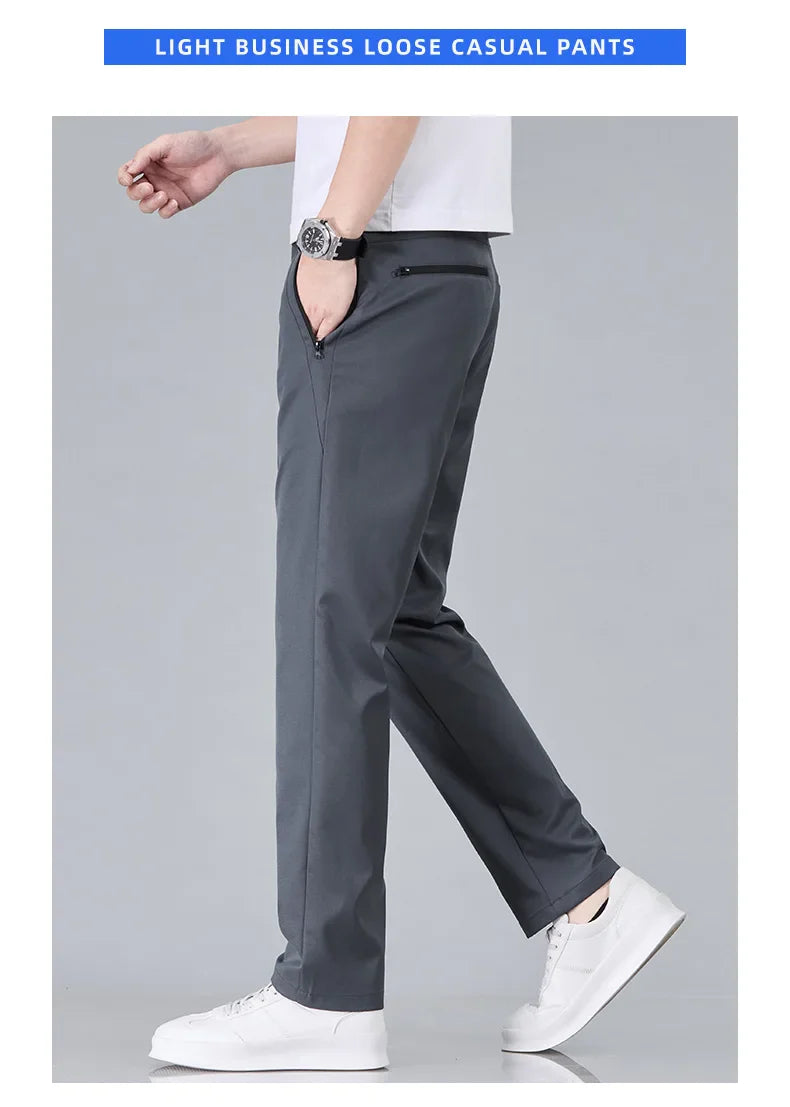 Fashion New in Men's Casual Pants Straight Slim Thin Korean Breathable Comfortable Brand Male Clothing Summer Trousers
