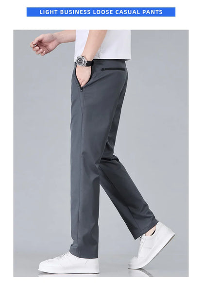 Fashion New in Men's Casual Pants Straight Slim Thin Korean Breathable Comfortable Brand Male Clothing Summer Trousers