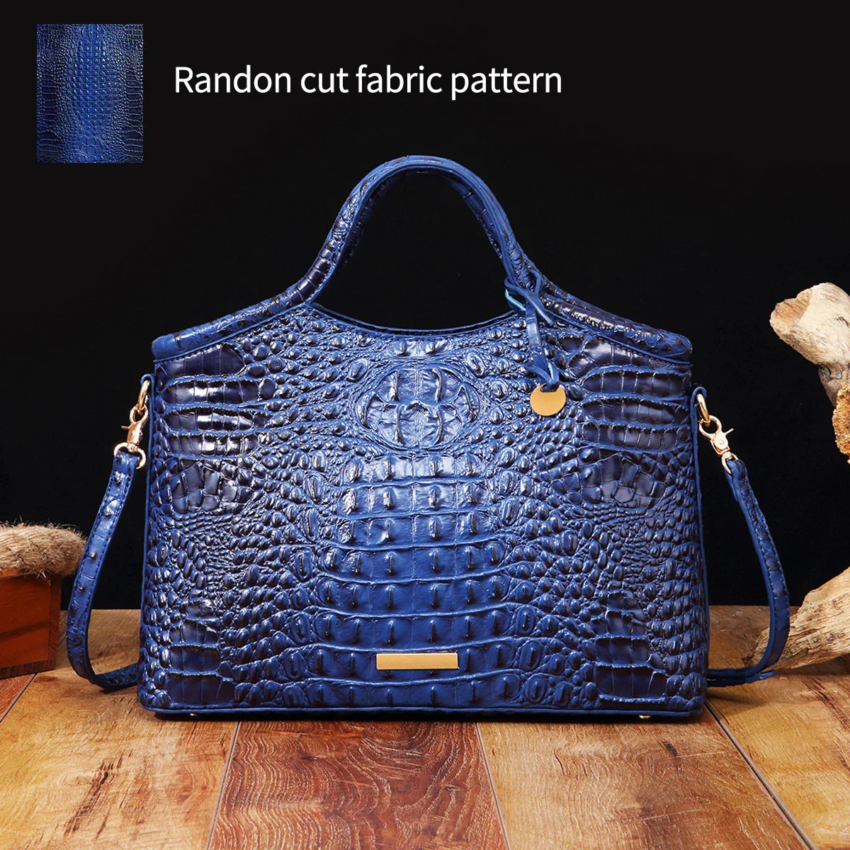 crocodile pattern colorful solid color high-end retro women's handbag