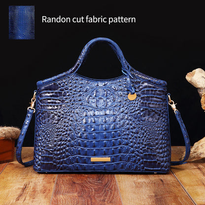 crocodile pattern colorful solid color high-end retro women's handbag