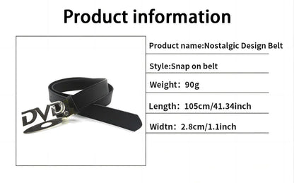 Unisex Nostalgic Design DVD Buckle Belt Men Women Decoration Paired with Jeans Waist Straps Belt Versatile Design Sense Belt
