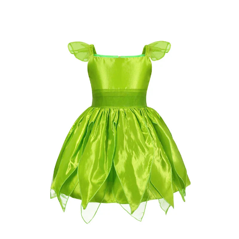 Girls Cosplay Green Fairy Tinker bell Dress Kids Princess Flower Fairy Wings Costume Party Tinkerbell Tinker Bell Dresses