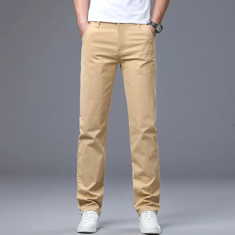 Men's Straight Leg Jeans Slim Fit Stretch Comfort Denim Pants Korean Casual Fashion Minimalist Business Male Daily Trousers