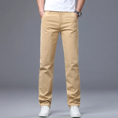 Men's Straight Leg Jeans Slim Fit Stretch Comfort Denim Pants Korean Casual Fashion Minimalist Business Male Daily Trousers