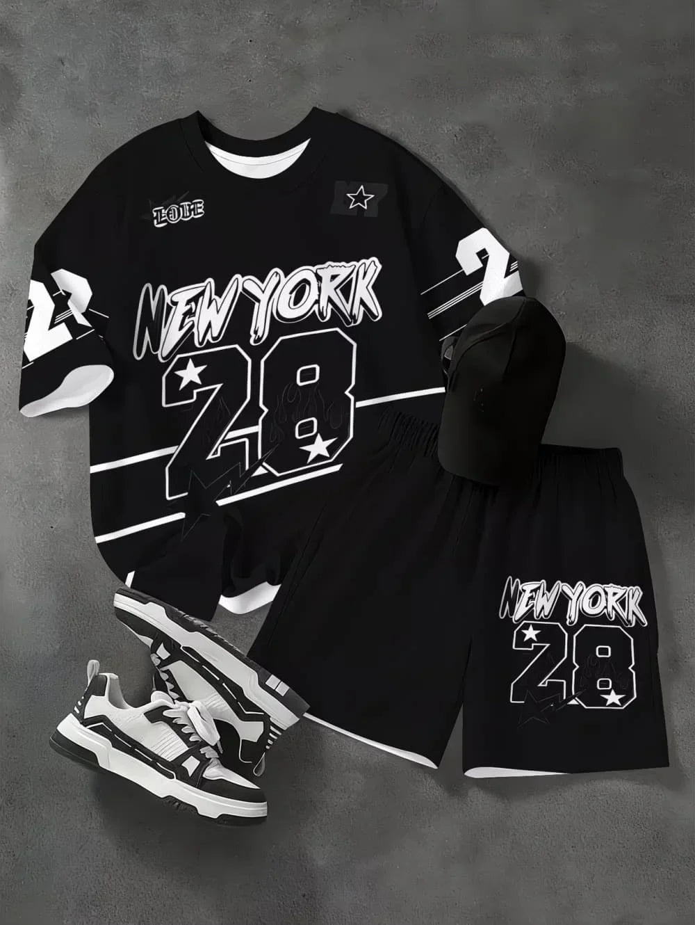 Fashiona Number Digital Printed Jersey Boy Short Sleeve Loose Fit Shorts and T-Shirt Set Sporty Outdoor Quick Drying 2pc Boy Set