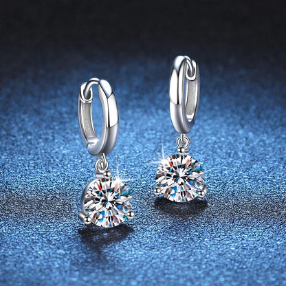 2ct Moissanite Earrings100% S925 Sterling Silver Orginal Drop Earring Wedding Bride Jewelry with Certificate for Women