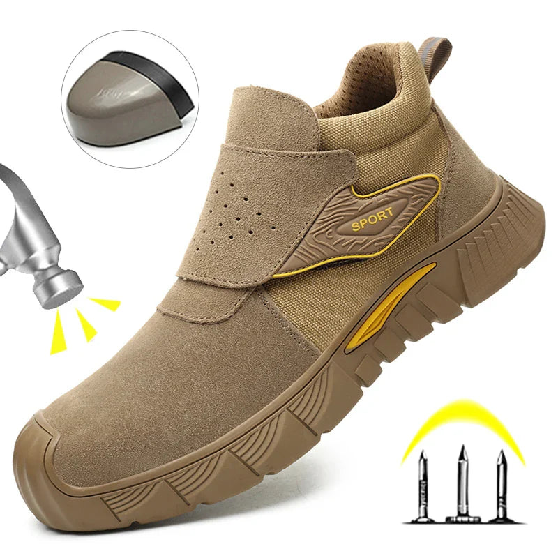 Fashion best quality Protective Work Safety Shoes For Men Breathable Shoes Anti-Puncture Steel Toe Cap Anti Puncture Work Boots