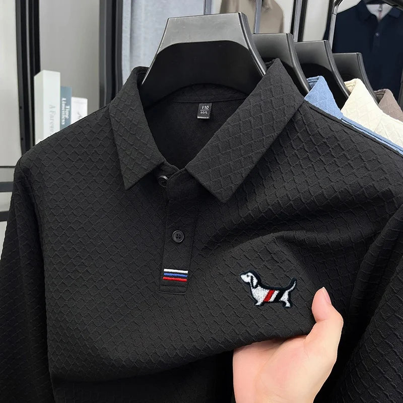 luxury men's new high quality long sleeves Polo shirt lapel embroidery jacquard brant T-shirt business fashion leisure Mens wear