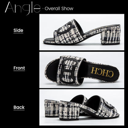 Slippers New summer Brand Fabric Low Heel Sandals Outdoor Business Commuter Women's Shoes 2024