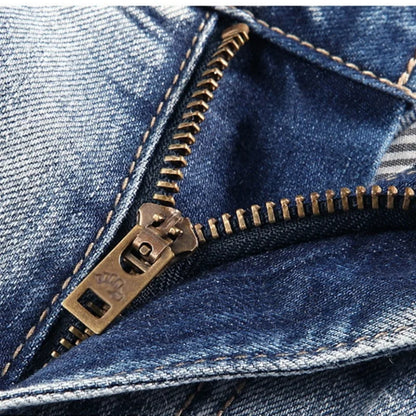 2025 New Summer thin stretch multi pocket workwear, slim fit denim shorts, cropped pants, casual jeans for men