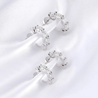 3/4mm D Color Full Moissanite Hoop Earrings for Women Luxury Quality Jewelry 100% 925 Sterling Silver Original Design