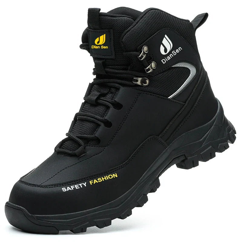 Men's Safety Shoes Steel Toe Anti Smash Safety Boots Puncture Proof Construction Wear-Resistant Work Boots