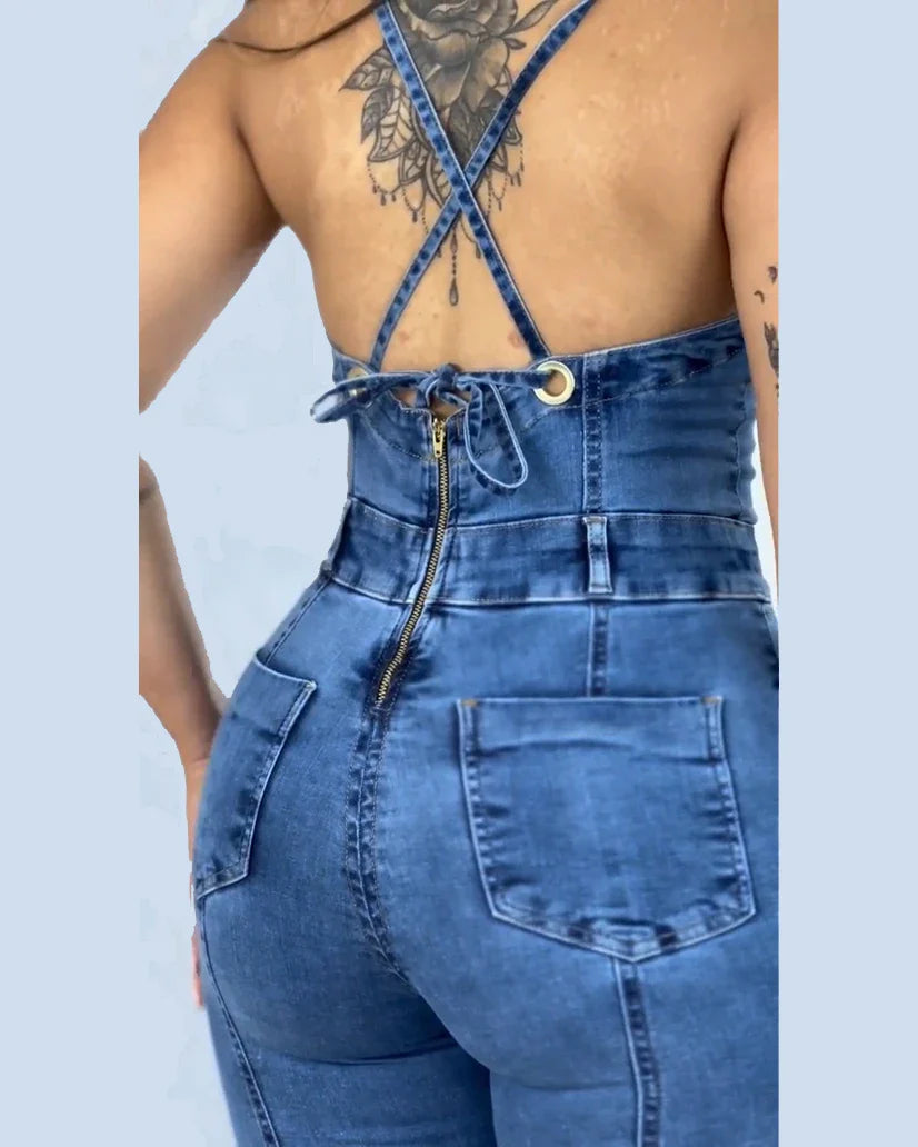 Body Shaper Bodysuit Thigh Trimmer Japanese 2000s Style Y2k One-piece Personality Jeans Figure-flattering