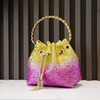 Handle Rhinestones Evening clutch Bag Purses and handbag luxury Designer shoulder bag Shiny Crystal Clutch purse bucket bag