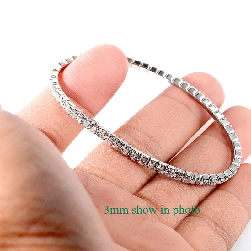 3mm Elastic Moissanite Tennis Bracelets for Women Men Full Diamond Sparkling Pure 925 Sterling Silver Jewelry Wholesale
