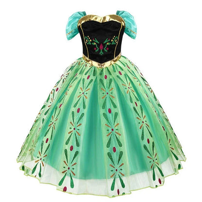 Frozen Snow Queen Elsa Anna Girls Cosplay Mesh Princess Dress Kids Halloween Carnival Party Birthday Frock Ball Vestidos