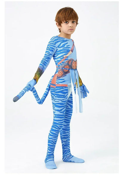 Avatar Costume for Kids Cosplay Alien Child Boy Girl Avatar The Way of Water Christmas Halloween Masquerade Party Dress Up