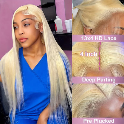 613 Blonde Lace Front Wig Human Hair 13X6 Hd Lace Frontal Wig Straight Brazilian Human Hair 13X4 Lace Front Human Hair Wig