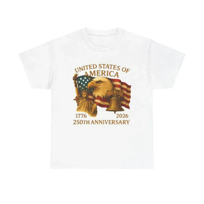 Americas 250th Anniversary 1776 2026 Patriotic Eagle Flag Liberty Bell Graphic T Shirt Vintage USA Heritage Celebration Unisex