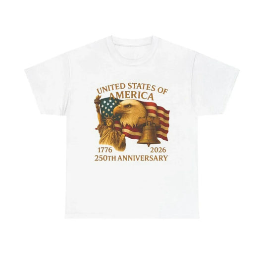 Americas 250th Anniversary 1776 2026 Patriotic Eagle Flag Liberty Bell Graphic T Shirt Vintage USA Heritage Celebration Unisex